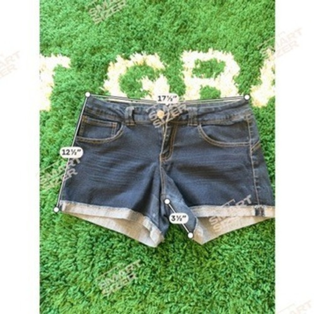 Paris Blues Dark Wash Cuffed Denim Shorts Size 15 Mid Rise Stretch MBM11245